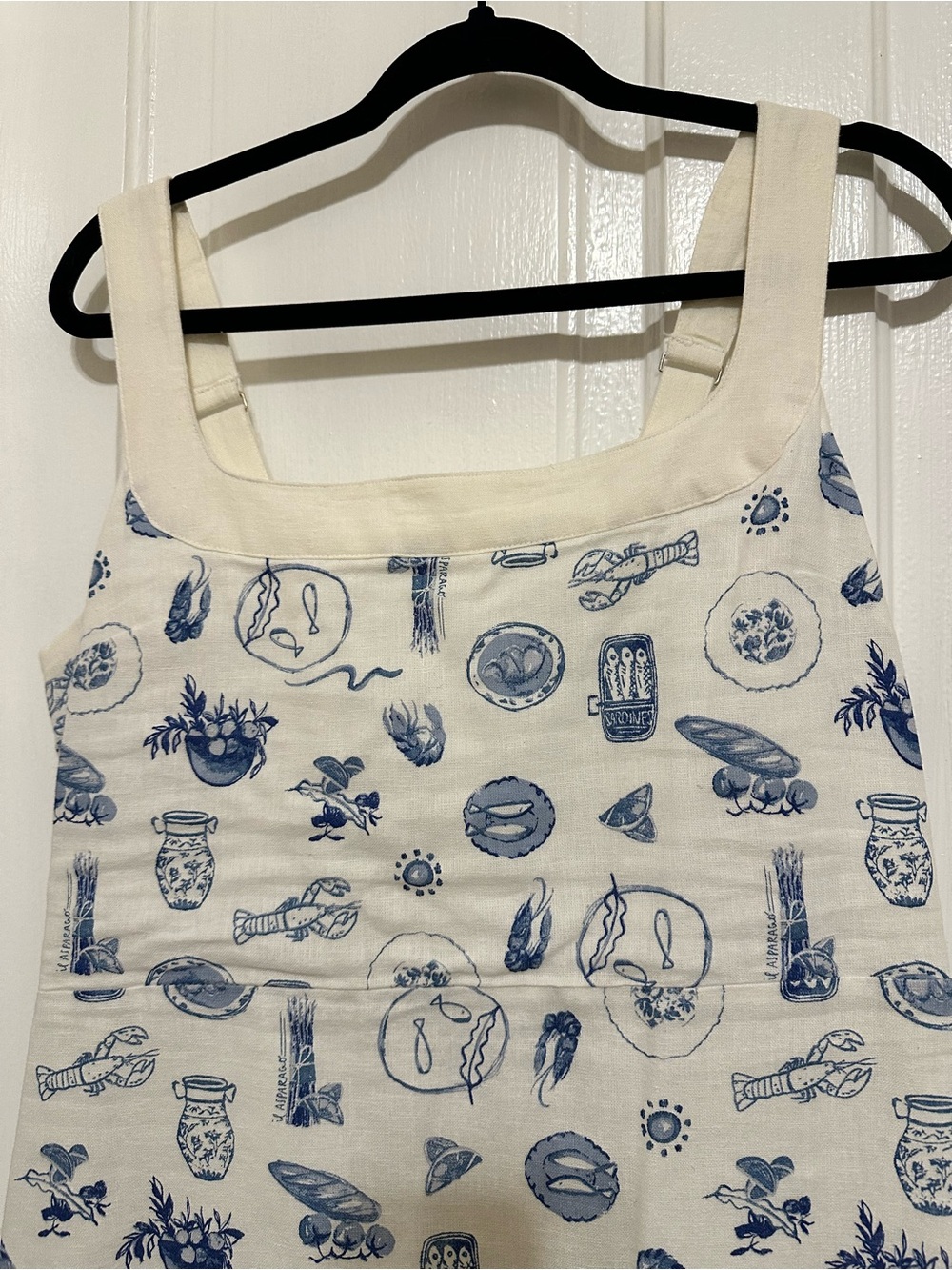 Abercrombie & Fitch White Linen Mini Dress with Blue Print - Picture 4 of 5